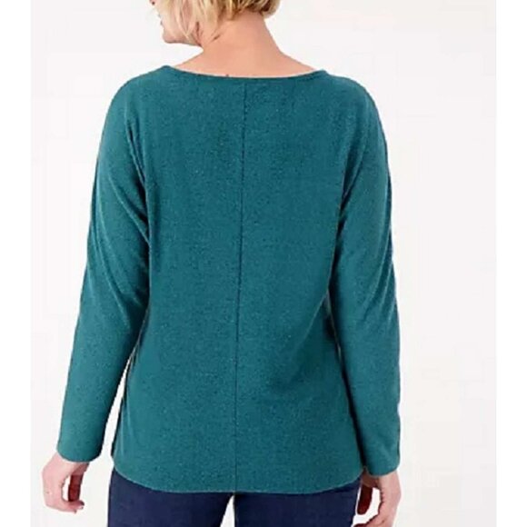 Denim & Co. Comfort Zone Plush Knit Boat Neck Dolman Sleeve Top 1X (9191) - Picture 2 of 7